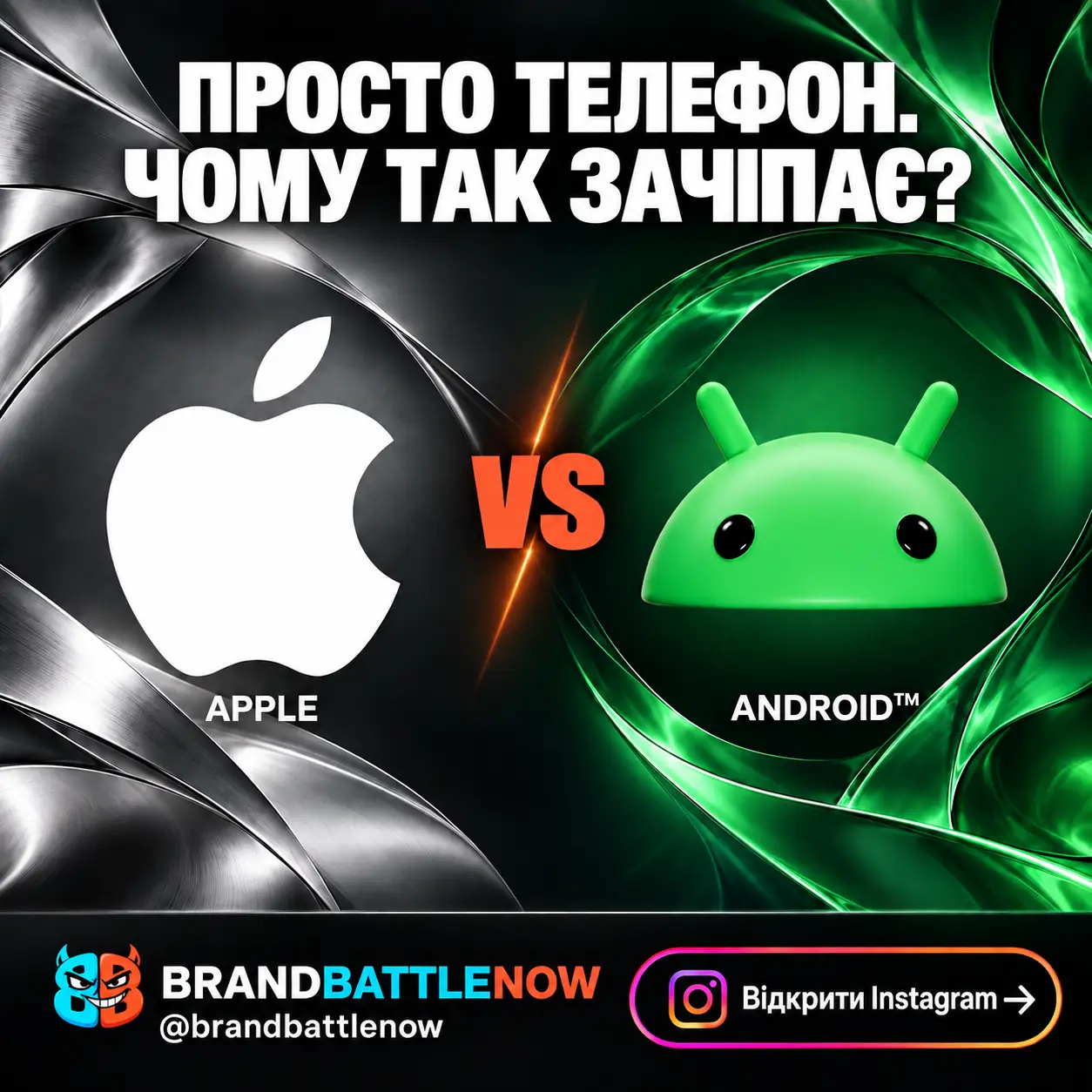 BrandBattleNow: Apple проти Android. Просто телефон. Чому так зачіпає? Відкрити Instagram.