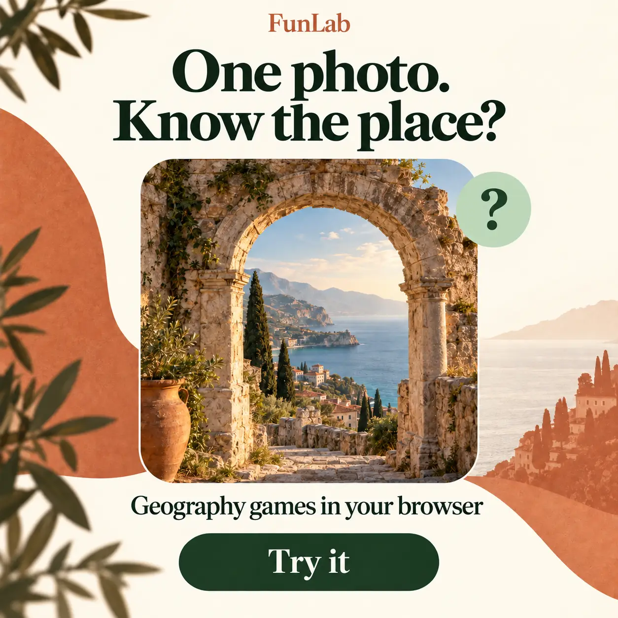 FunLab: one photo. Know the place? Geography games in your browser.